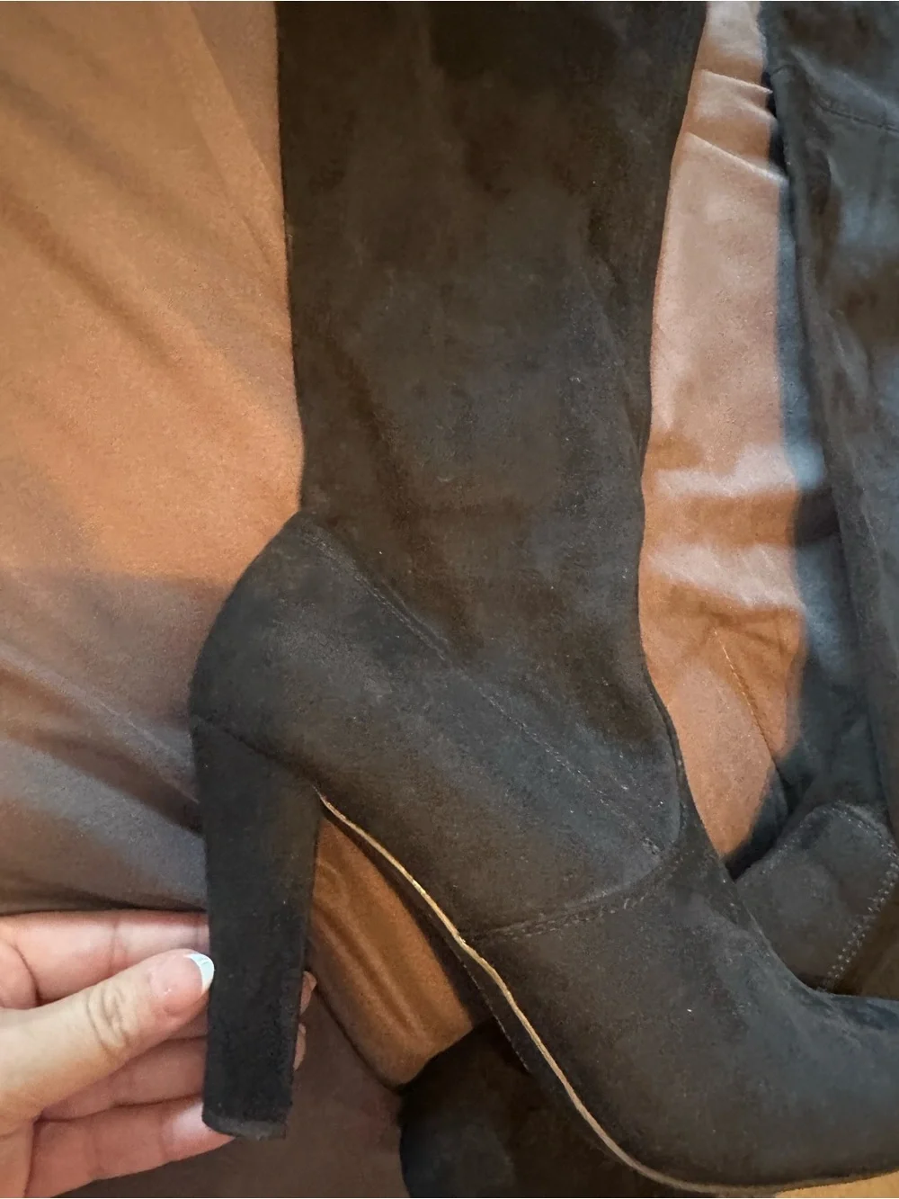 Christian Siriano Black Over-the-Knee Tie Suede High Heel Boots Sz 9.5